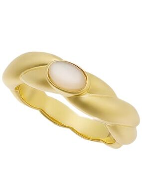 On 34th Gold-Plated Twist Mother of Pearl Ring NEW